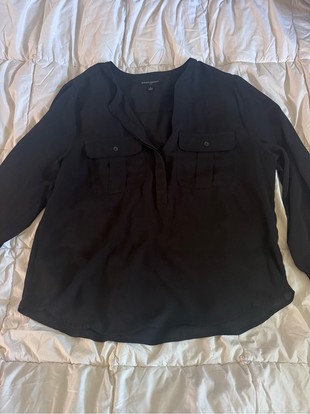 Banana Republic Black Long-Sleeve Blouse